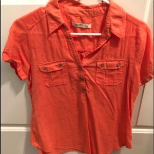 Old Navy Medium Orange Coral Button Up Shirt